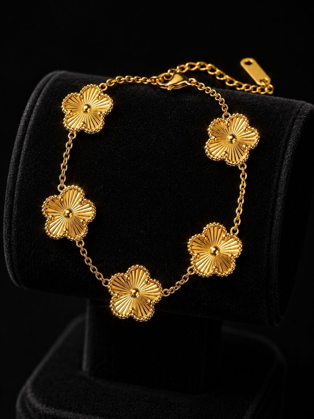 Luxury Gold Floral Link Bracelet - Picture 2 of 5